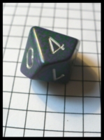 Dice : Dice - 10D - Rounded Solid Lavender and Green Speckles With Silver Numerals